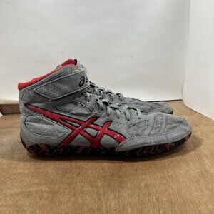 Asics Aggressor Wrestling Shoes Men's Size 15 J300Y Red Grey Lace Up Strap